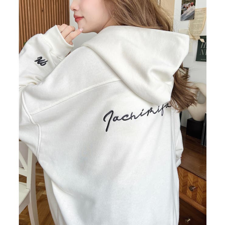 裏毛袖ワンポイントバック刺繍ジップアップパーカーTC | moment+ | 詳細画像17 