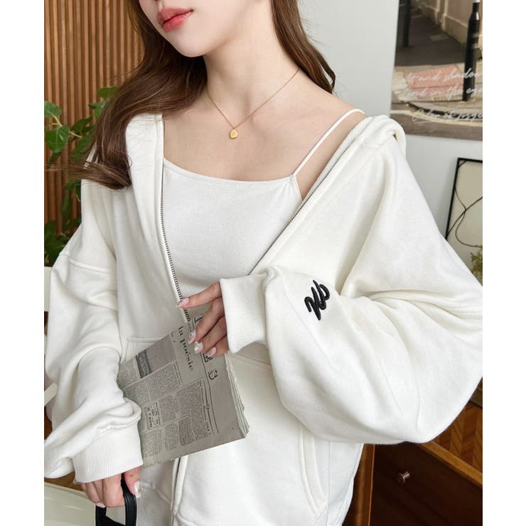 裏毛袖ワンポイントバック刺繍ジップアップパーカーTC | moment+ | 詳細画像18 