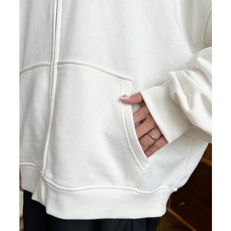 裏毛袖ワンポイントバック刺繍ジップアップパーカーTC | moment+ | 詳細画像21 