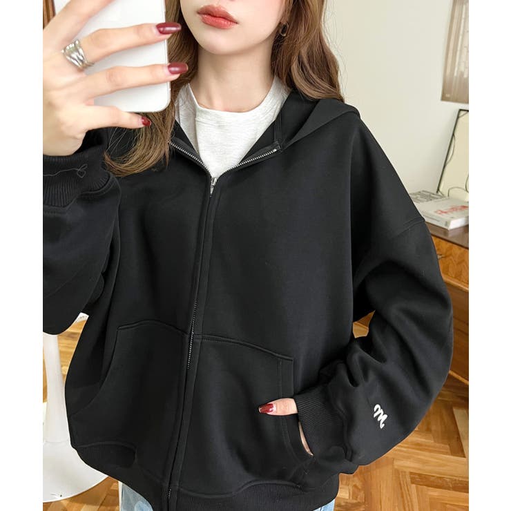 裏毛袖ワンポイントバック刺繍ジップアップパーカーTC | moment+ | 詳細画像27 