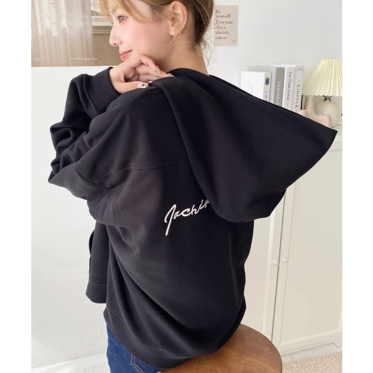 裏毛袖ワンポイントバック刺繍ジップアップパーカーTC | moment+ | 詳細画像30 