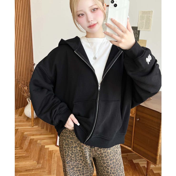 裏毛袖ワンポイントバック刺繍ジップアップパーカーTC | moment+ | 詳細画像36 