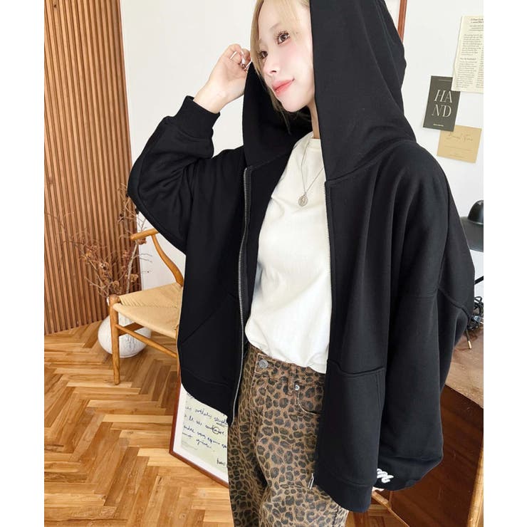 裏毛袖ワンポイントバック刺繍ジップアップパーカーTC | moment+ | 詳細画像37 