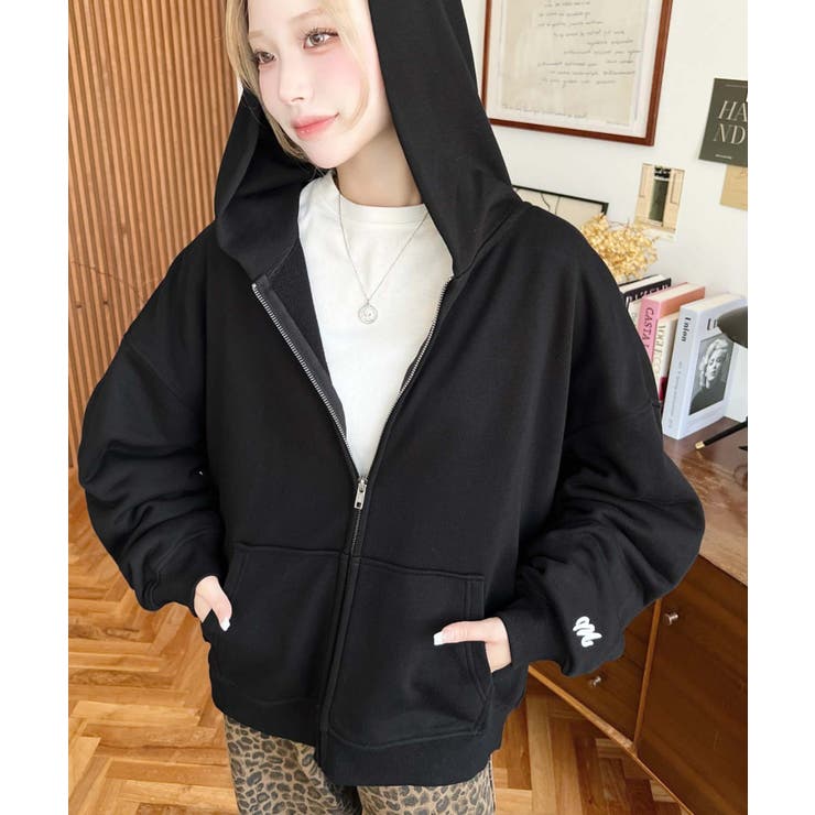 裏毛袖ワンポイントバック刺繍ジップアップパーカーTC | moment+ | 詳細画像38 