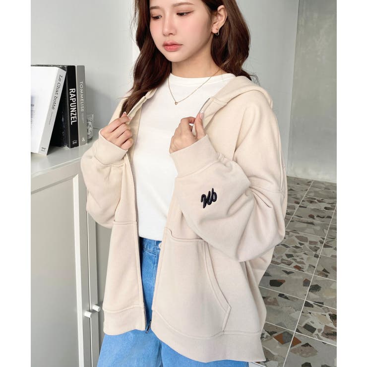 裏毛袖ワンポイントバック刺繍ジップアップパーカーTC | moment+ | 詳細画像39 