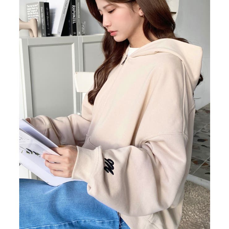 裏毛袖ワンポイントバック刺繍ジップアップパーカーTC | moment+ | 詳細画像40 