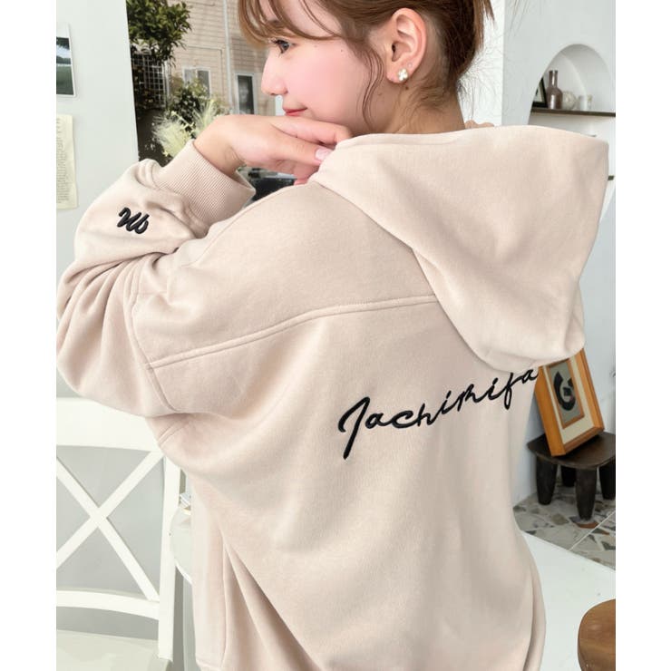 裏毛袖ワンポイントバック刺繍ジップアップパーカーTC | moment+ | 詳細画像49 