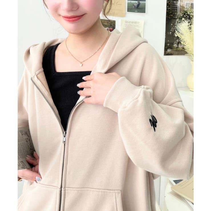 裏毛袖ワンポイントバック刺繍ジップアップパーカーTC | moment+ | 詳細画像51 