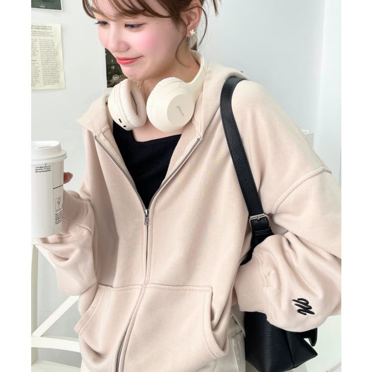 裏毛袖ワンポイントバック刺繍ジップアップパーカーTC | moment+ | 詳細画像52 