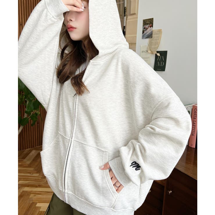 裏毛袖ワンポイントバック刺繍ジップアップパーカーTC | moment+ | 詳細画像56 