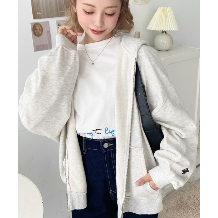 裏毛袖ワンポイントバック刺繍ジップアップパーカーTC | moment+ | 詳細画像60 