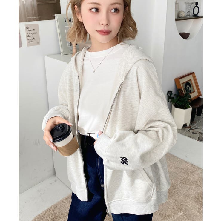 裏毛袖ワンポイントバック刺繍ジップアップパーカーTC | moment+ | 詳細画像61 