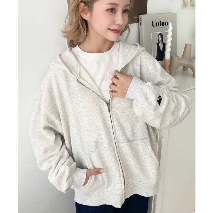 裏毛袖ワンポイントバック刺繍ジップアップパーカーTC | moment+ | 詳細画像62 