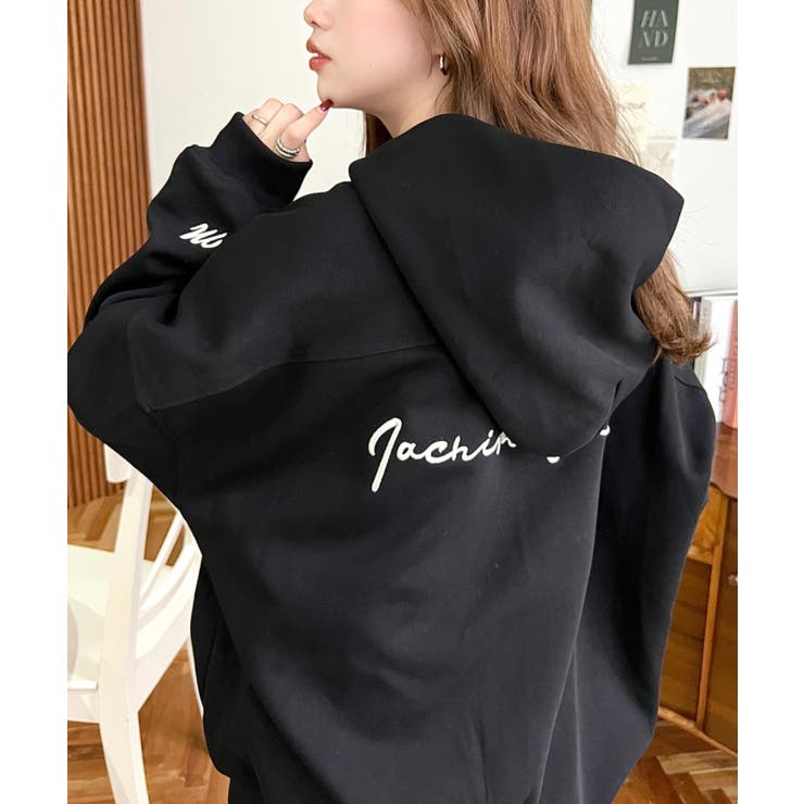 裏毛袖ワンポイントバック刺繍ジップアップパーカーTC[品番
