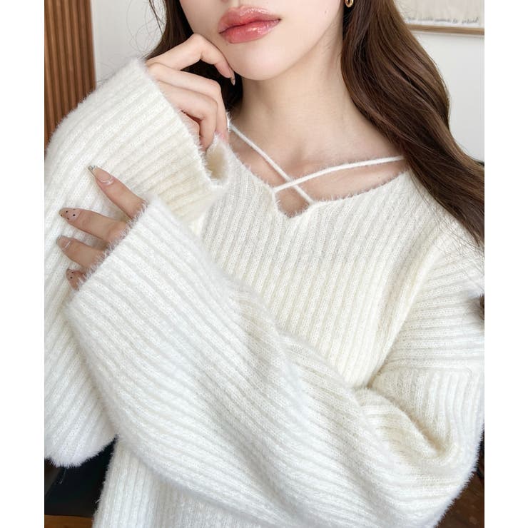 新品❤︎シャギーニット ホルターカットアウトシャギーニットプルオーバー[品番：ERMW0004120