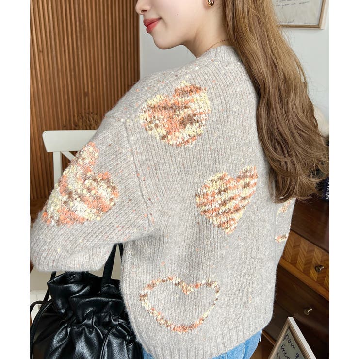 ミックスカラーハートジャガードアルパカライクニットプルオーバー | moment+ | 詳細画像14 