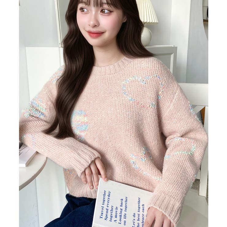 ミックスカラーハートジャガードアルパカライクニットプルオーバー | moment+ | 詳細画像17 