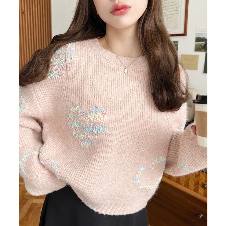 ミックスカラーハートジャガードアルパカライクニットプルオーバー | moment+ | 詳細画像18 