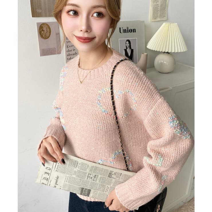 ミックスカラーハートジャガードアルパカライクニットプルオーバー | moment+ | 詳細画像19 