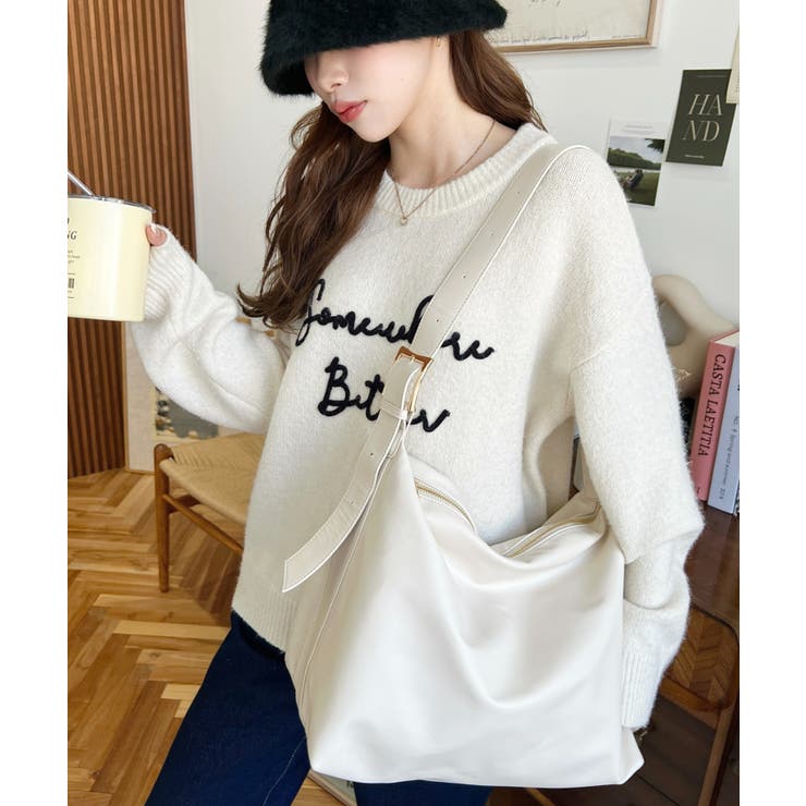 コードロゴ刺繍ニットプルオーバー6G | moment+ | 詳細画像19 