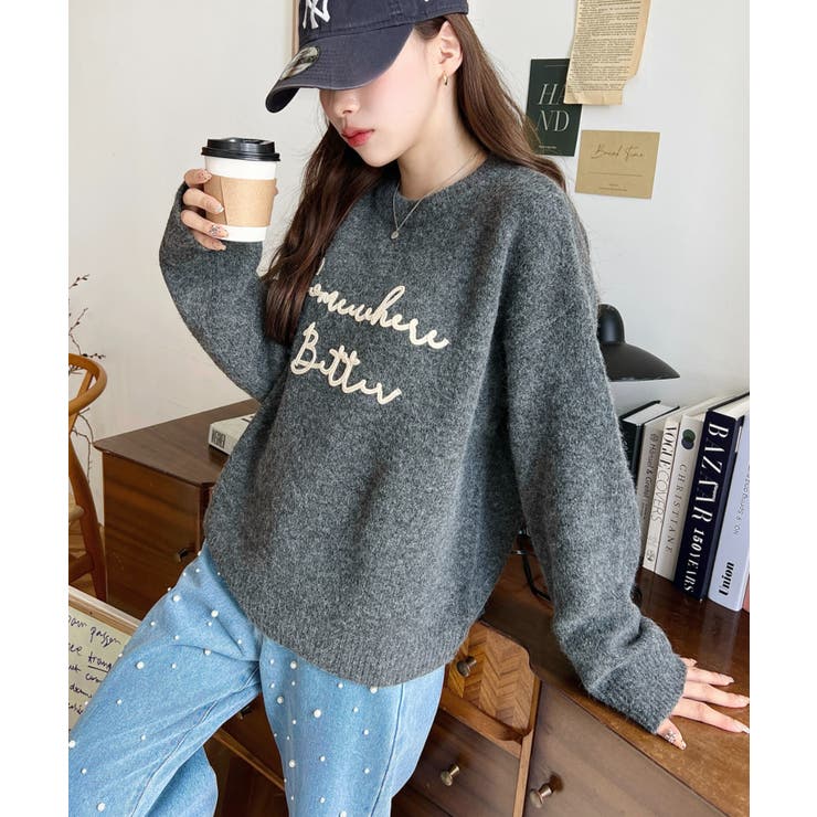 コードロゴ刺繍ニットプルオーバー6G | moment+ | 詳細画像26 