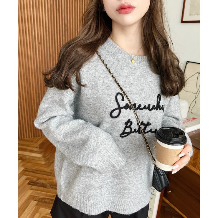 コードロゴ刺繍ニットプルオーバー6G | moment+ | 詳細画像33 