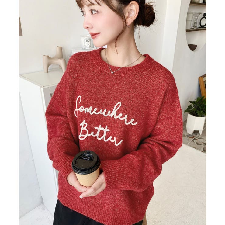 コードロゴ刺繍ニットプルオーバー6G | moment+ | 詳細画像50 