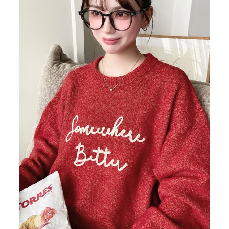 コードロゴ刺繍ニットプルオーバー6G | moment+ | 詳細画像57 