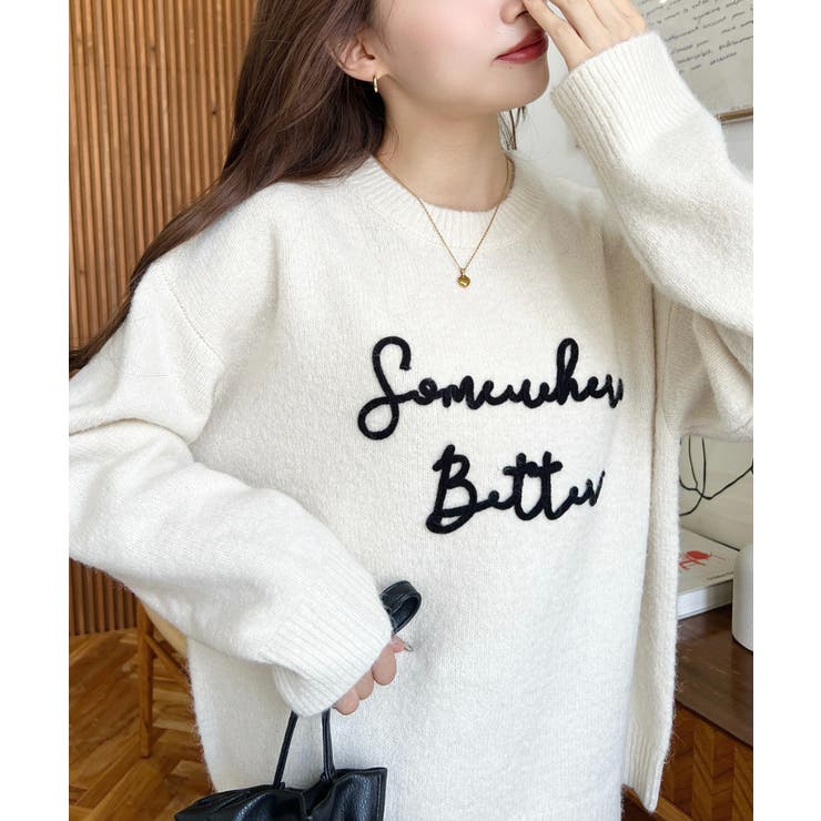 コードロゴ刺繍ニットプルオーバー6G | moment+ | 詳細画像6 