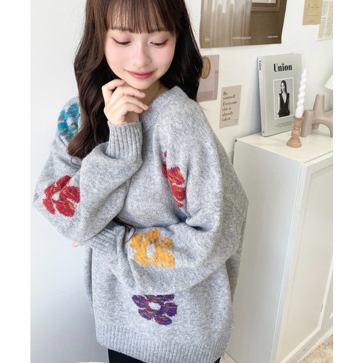 ミックスカラーフラワージャガードニットプルオーバー6G | moment+ | 詳細画像29 