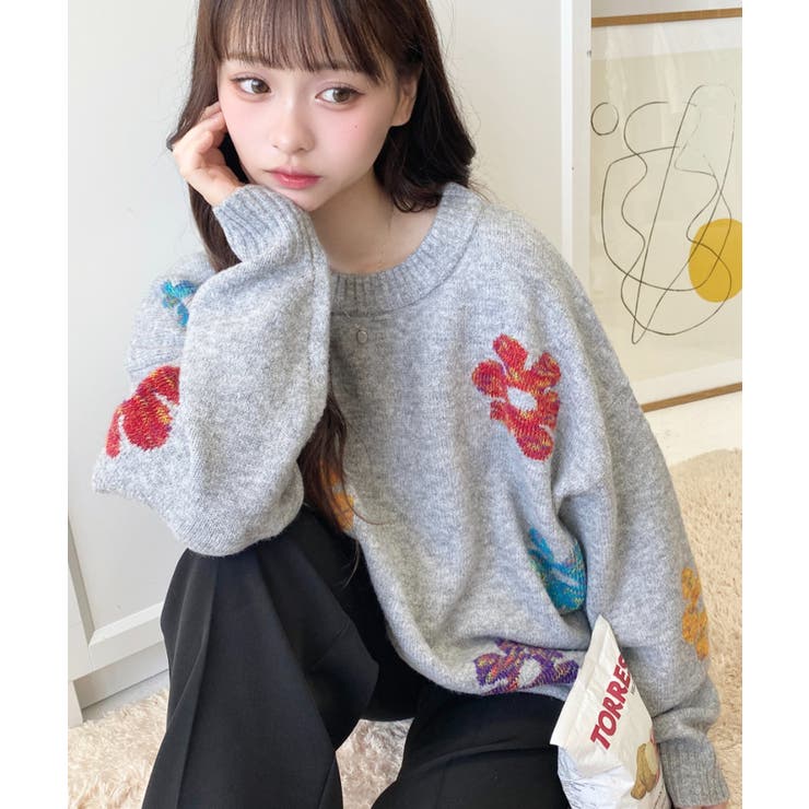 ☆美品☆ LEONARD ハイネックニットサーター　花柄　フラワー　シルク混 M ☆美品☆ LEONARD ハイネックニットサーター 花柄 フラワー シルク混 M