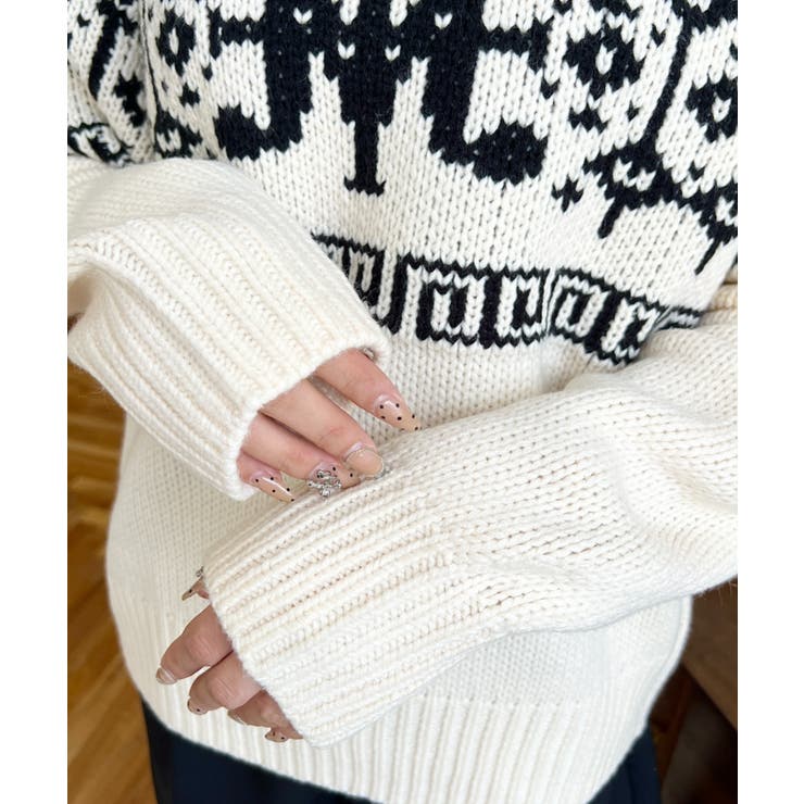 3G ロゴチャイナ柄Wジャガードニットプルオーバー | moment+ | 詳細画像10 