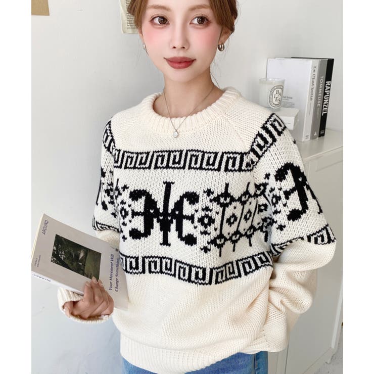 3G ロゴチャイナ柄Wジャガードニットプルオーバー | moment+ | 詳細画像12 