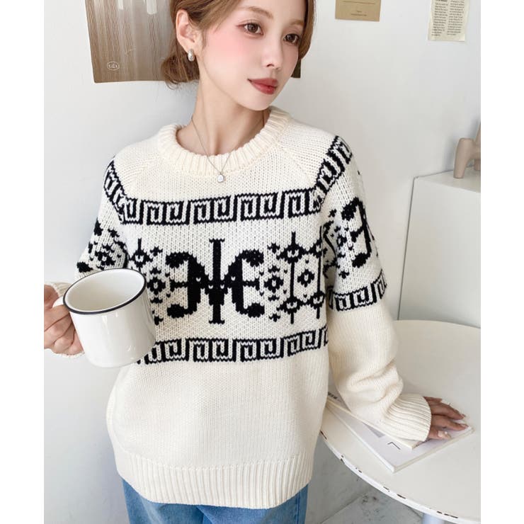 3G ロゴチャイナ柄Wジャガードニットプルオーバー | moment+ | 詳細画像13 