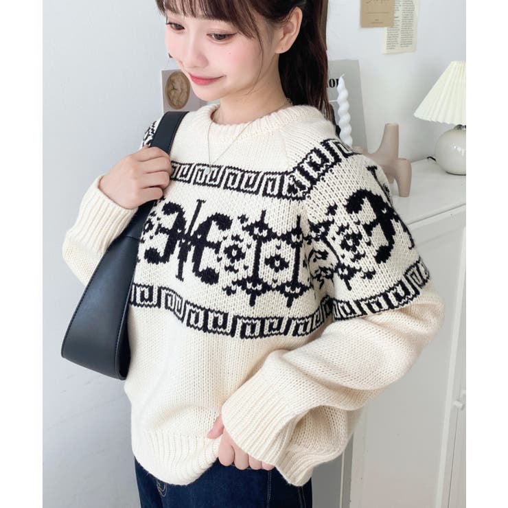 3G ロゴチャイナ柄Wジャガードニットプルオーバー | moment+ | 詳細画像17 