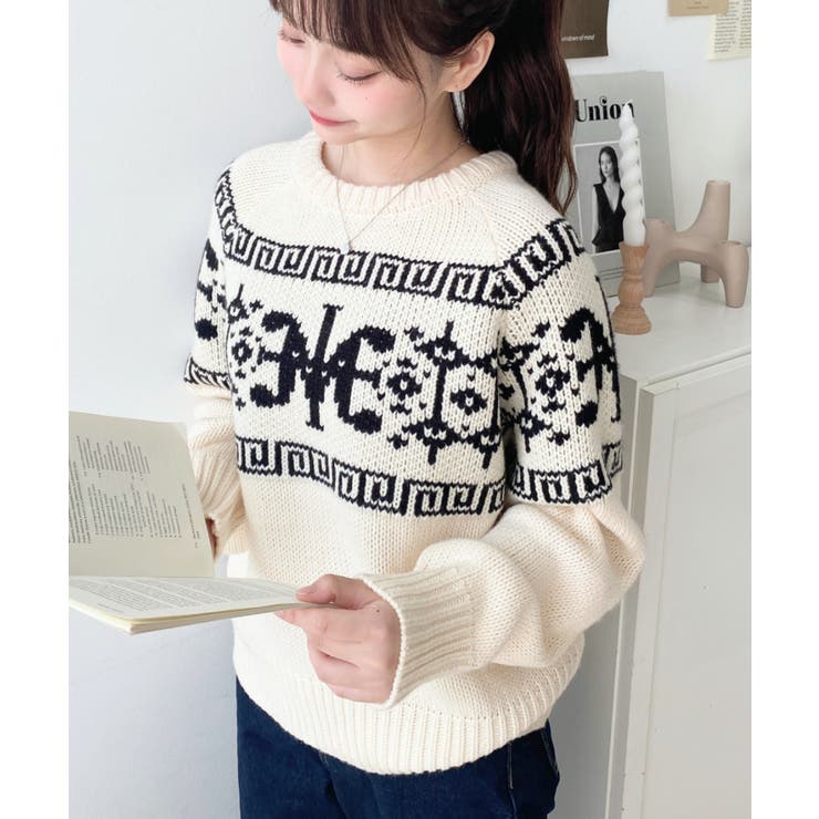 3G ロゴチャイナ柄Wジャガードニットプルオーバー | moment+ | 詳細画像18 