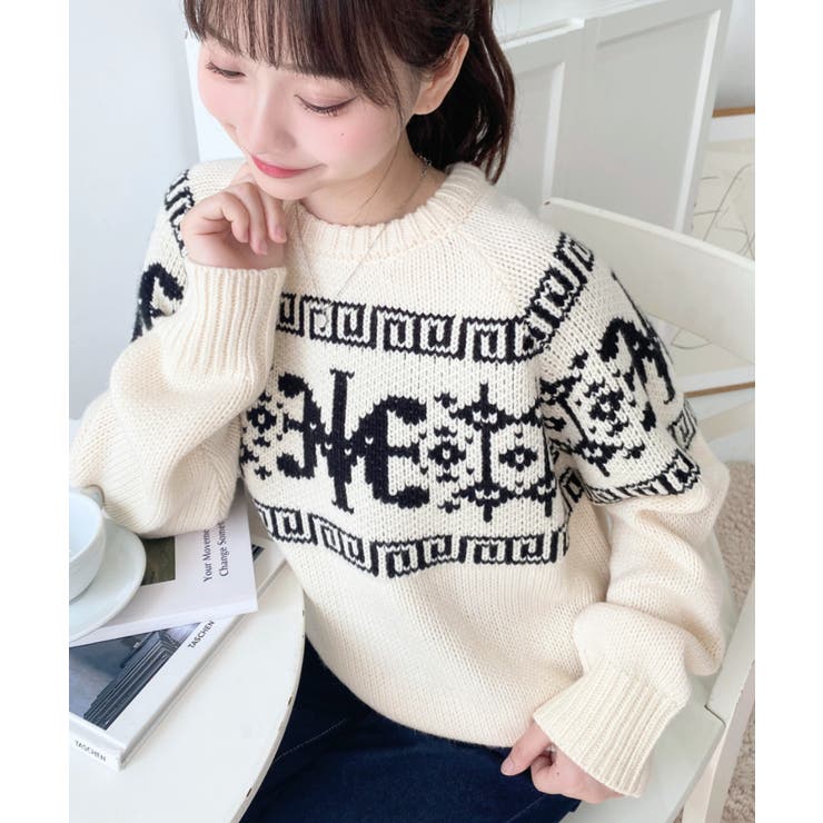 3G ロゴチャイナ柄Wジャガードニットプルオーバー | moment+ | 詳細画像19 