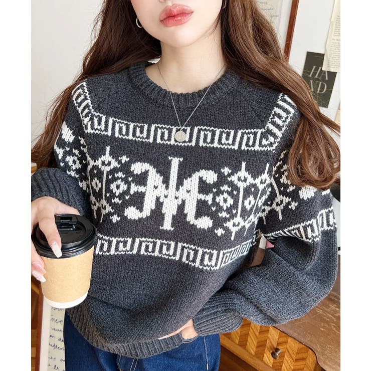 3G ロゴチャイナ柄Wジャガードニットプルオーバー | moment+ | 詳細画像24 