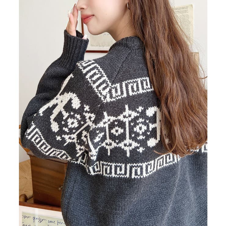 3G ロゴチャイナ柄Wジャガードニットプルオーバー | moment+ | 詳細画像25 