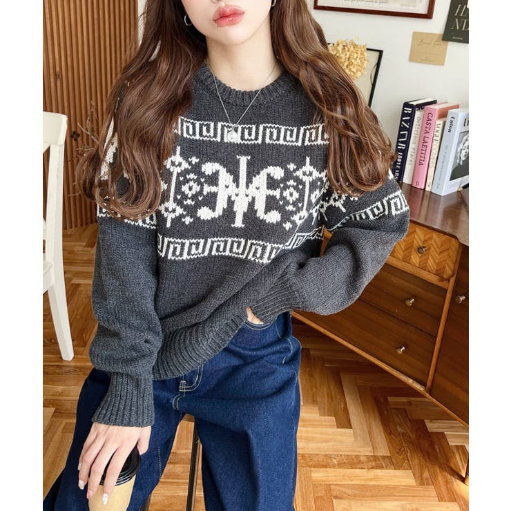 3G ロゴチャイナ柄Wジャガードニットプルオーバー | moment+ | 詳細画像26 