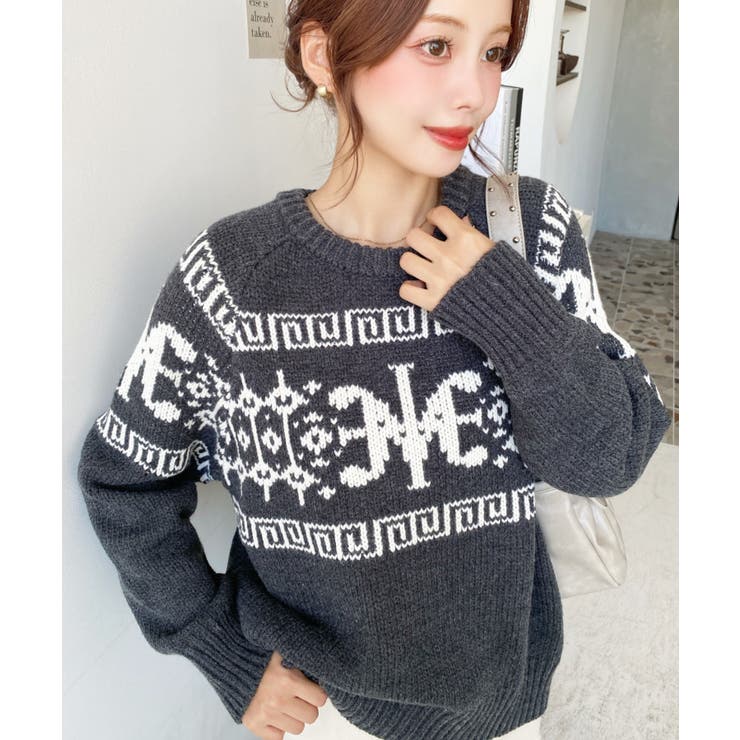 3G ロゴチャイナ柄Wジャガードニットプルオーバー | moment+ | 詳細画像29 