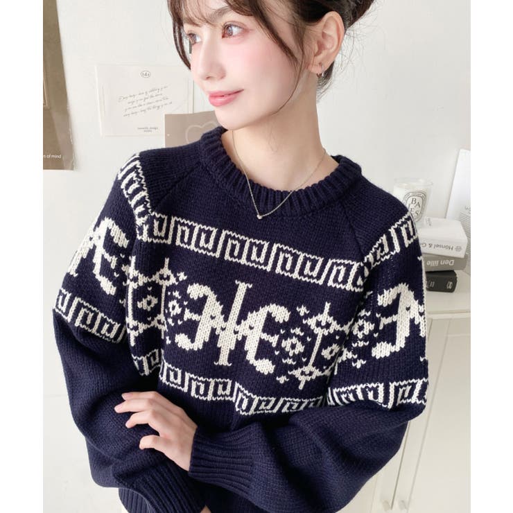 3G ロゴチャイナ柄Wジャガードニットプルオーバー | moment+ | 詳細画像33 