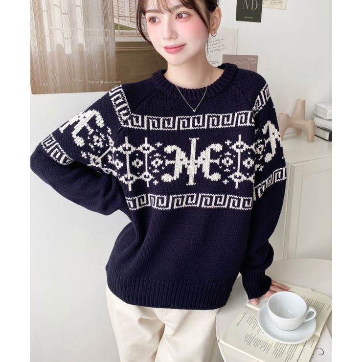 3G ロゴチャイナ柄Wジャガードニットプルオーバー | moment+ | 詳細画像34 