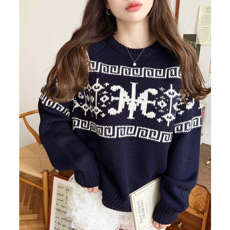 3G ロゴチャイナ柄Wジャガードニットプルオーバー | moment+ | 詳細画像36 