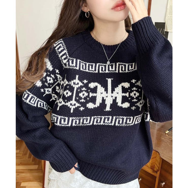 3G ロゴチャイナ柄Wジャガードニットプルオーバー | moment+ | 詳細画像37 