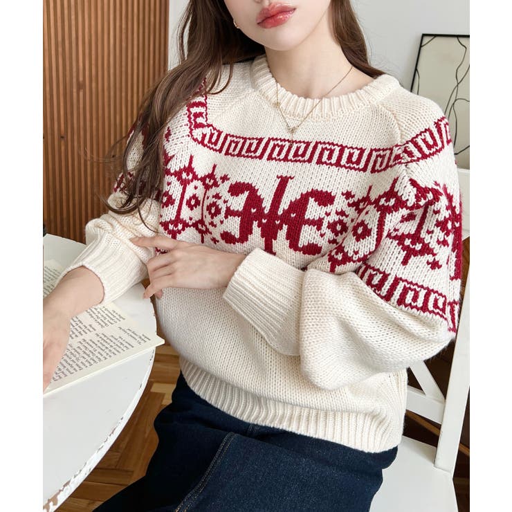 3G ロゴチャイナ柄Wジャガードニットプルオーバー | moment+ | 詳細画像48 