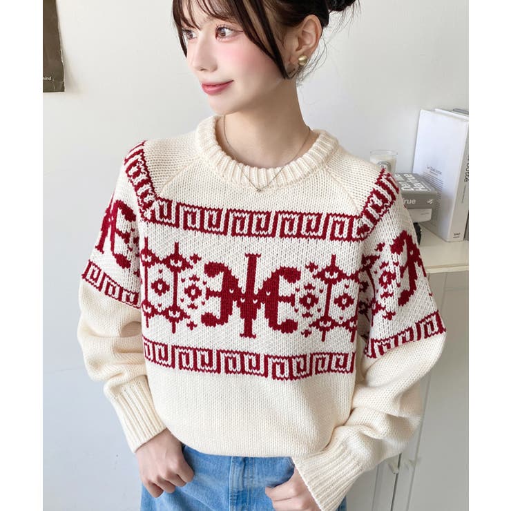 3G ロゴチャイナ柄Wジャガードニットプルオーバー | moment+ | 詳細画像49 