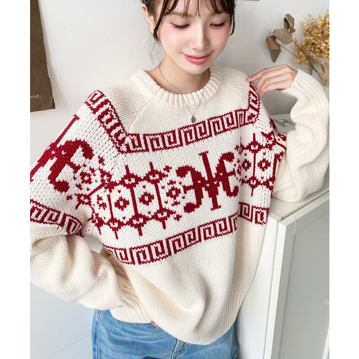 3G ロゴチャイナ柄Wジャガードニットプルオーバー | moment+ | 詳細画像50 