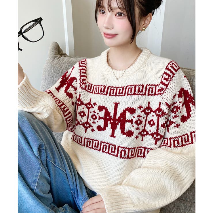 3G ロゴチャイナ柄Wジャガードニットプルオーバー | moment+ | 詳細画像53 