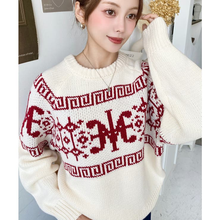 3G ロゴチャイナ柄Wジャガードニットプルオーバー | moment+ | 詳細画像55 